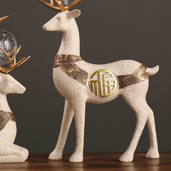 2Pcs White Modern Deer Resin Figurines for Home Décor