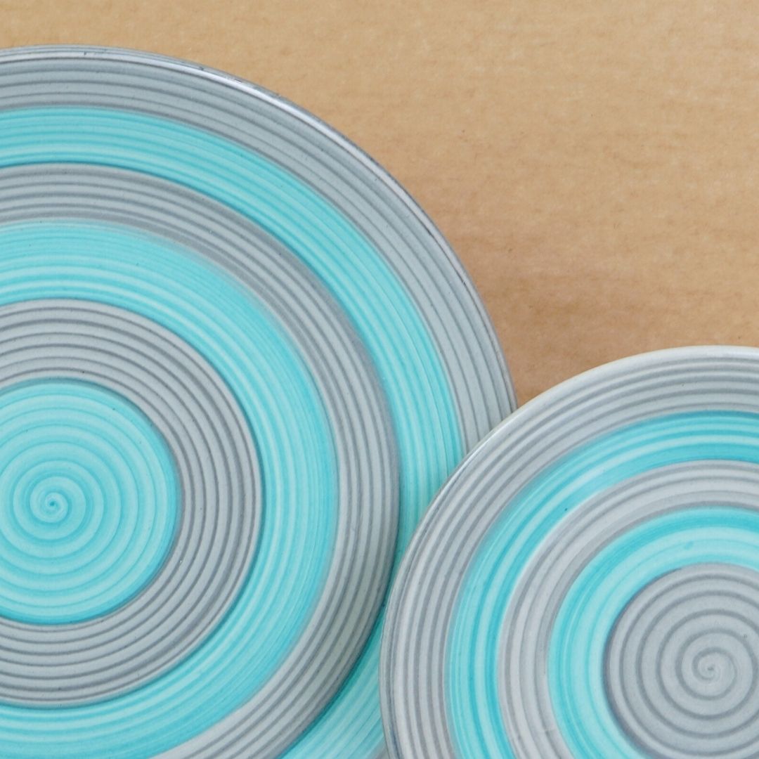 Ceramic Pastel Harmony Circles Dinner Set (Set of 18)