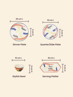 Multicolor Ceramic Dinner Set - Set of 19