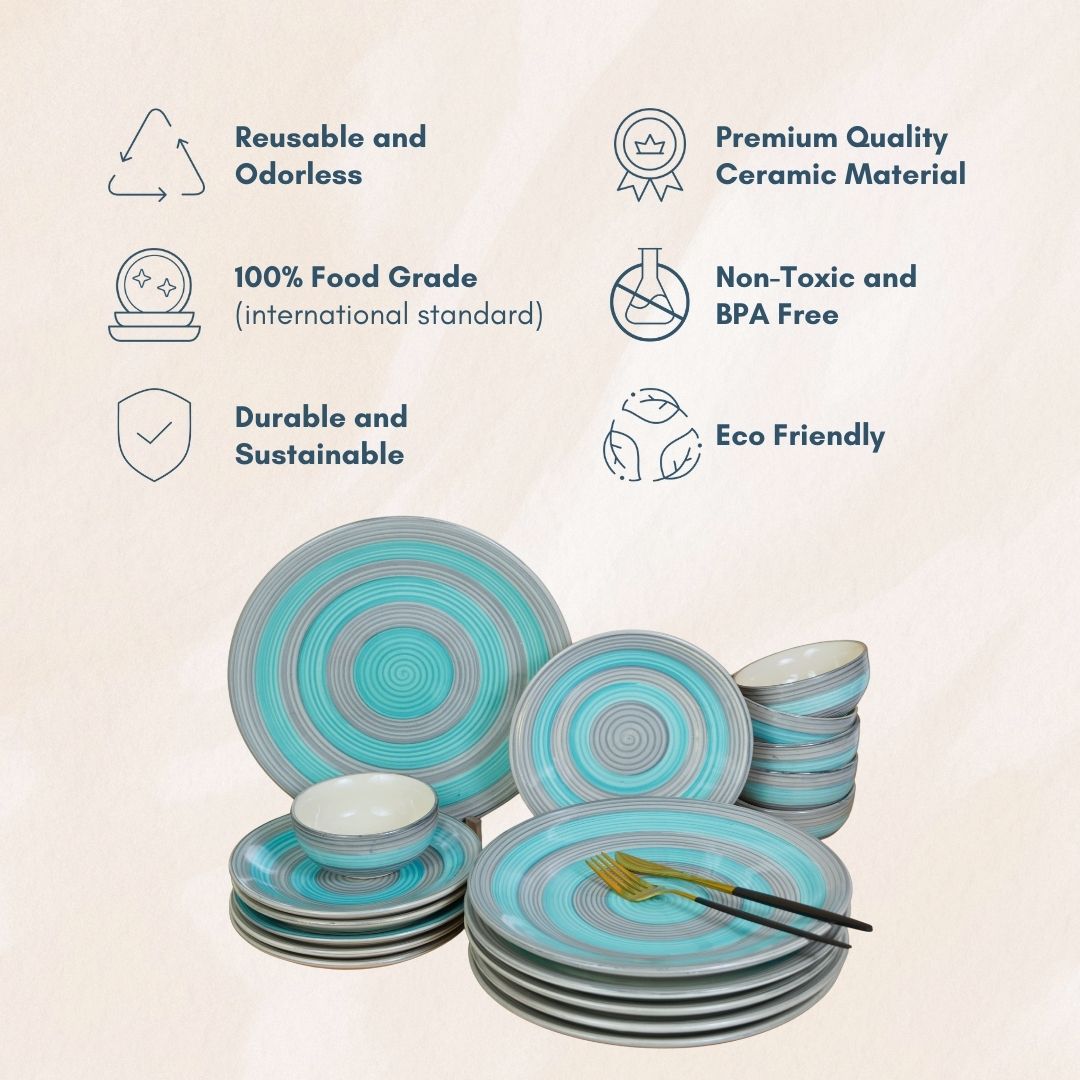 Ceramic Pastel Harmony Circles Dinner Set (Set of 18)