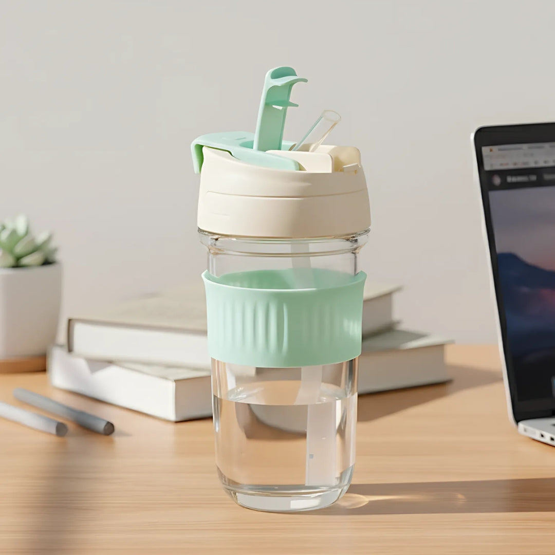 Iced Coffee Sipper with Mint Silicone Grip