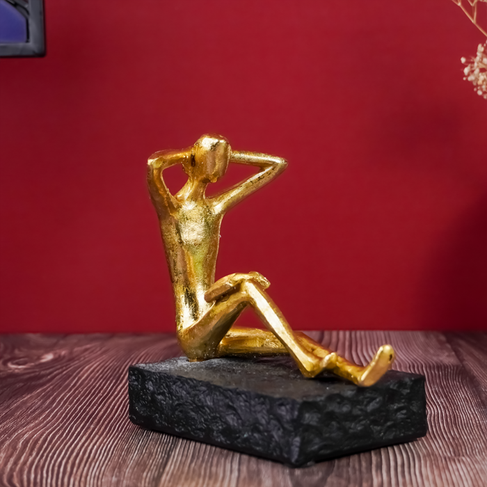 Gold Reading and Thinking Bookend Sculptures - Modern Art Decor