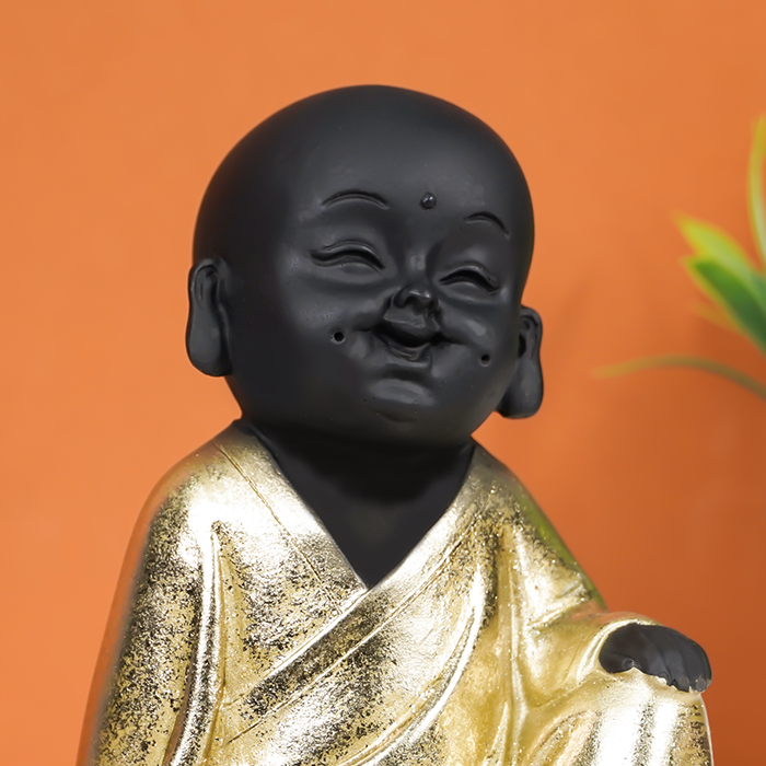 Charming Black and Gold Laughing Buddha