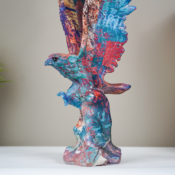 Vibrant Multicolored Eagle Figurine