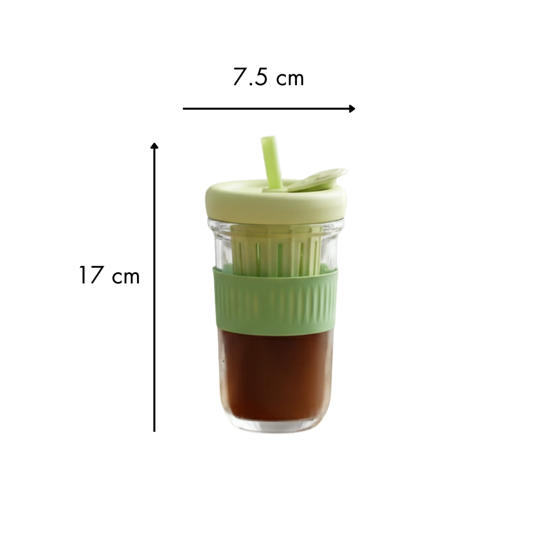 Green Silicone Grip Sipper with Infuser