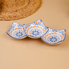 Orange & White Floral Square Ceramic Bowls Set of 3