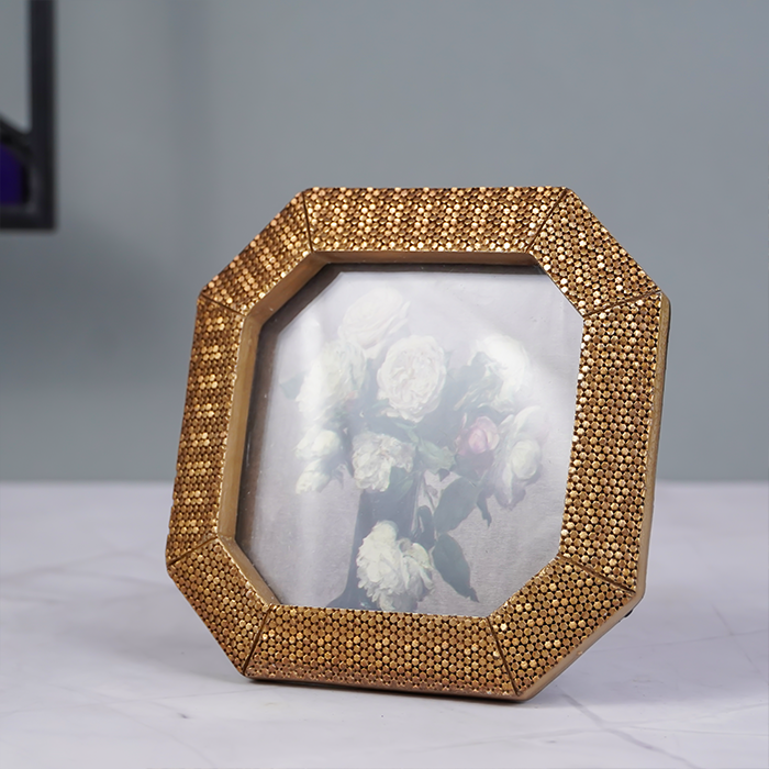 Gold Octagonal Photo Frame with Textured Detail