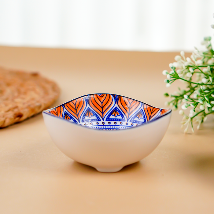 Blue & Orange Blaze Square Ceramic Bowls Set of 3