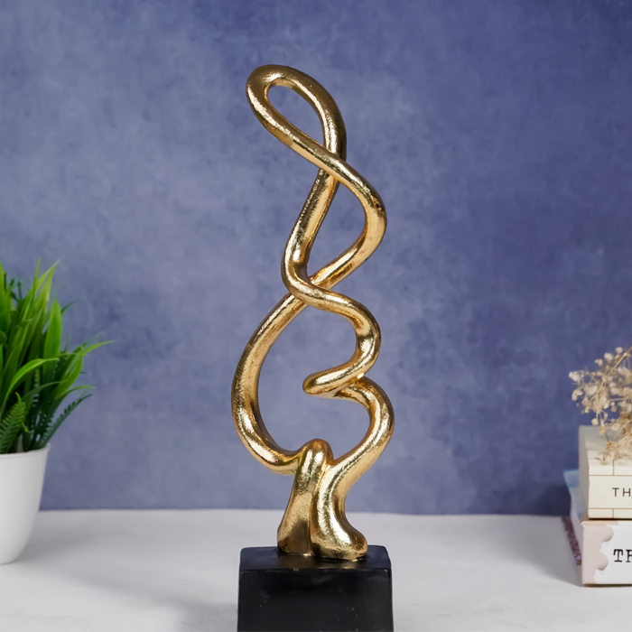 Gold Abstract Twist Sculpture - Unique Modern Art Decor