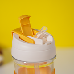 Orange Grip Glass Sipper with Built-In Straw