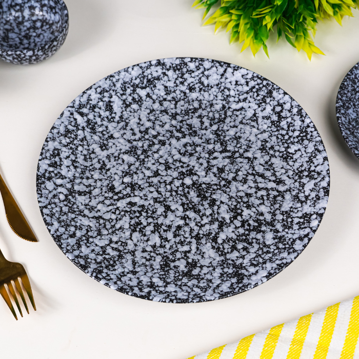 Black and White Speckled Ceramic Dinnerware - Set of 23