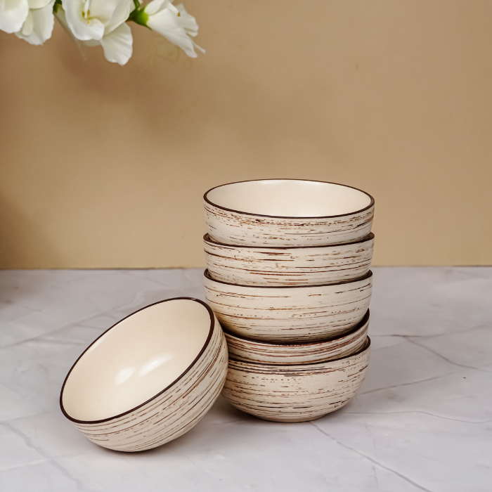 Cream Ceramic Spiral Dinnerware - Set of 18