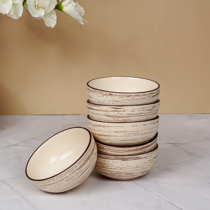 Cream Ceramic Spiral Dinnerware - Set of 3