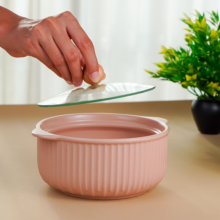 Pink Blossom Ceramic Casserole