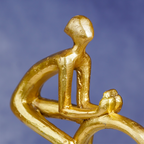 Gold Cyclist Sculpture - Dual Cyclists on Black Base