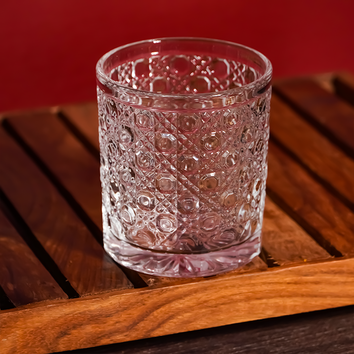 Clear Modern Geometric Pattern Whiskey Glasses - Set of 6