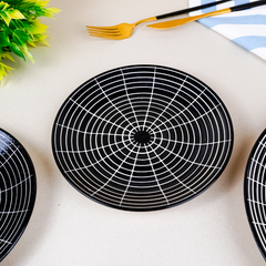 Black and White Grid Ceramic Dinnerware - Set of 3