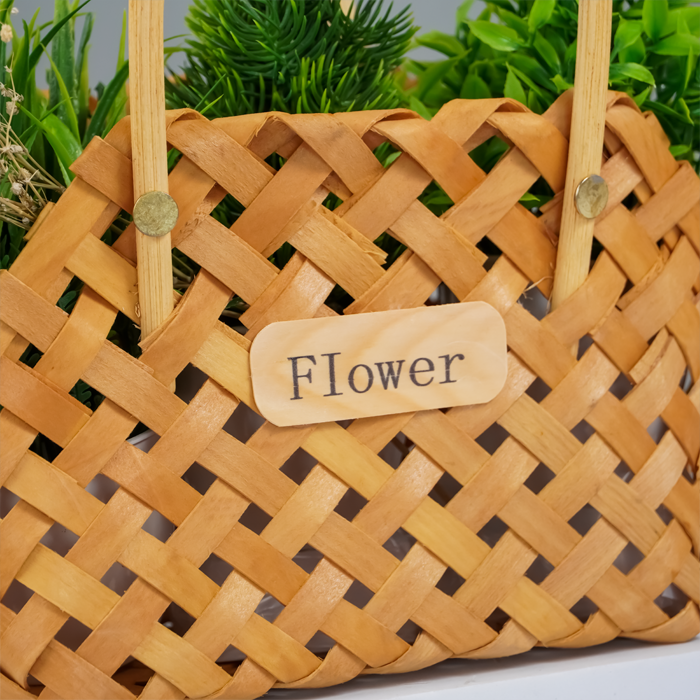 Natural Woven Flower Basket - Unique Double Handle Design