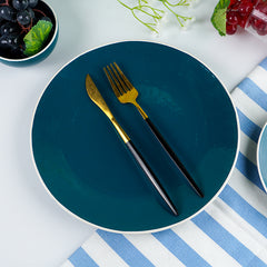 Deep Blue Ceramic Dinnerware - Set of 18