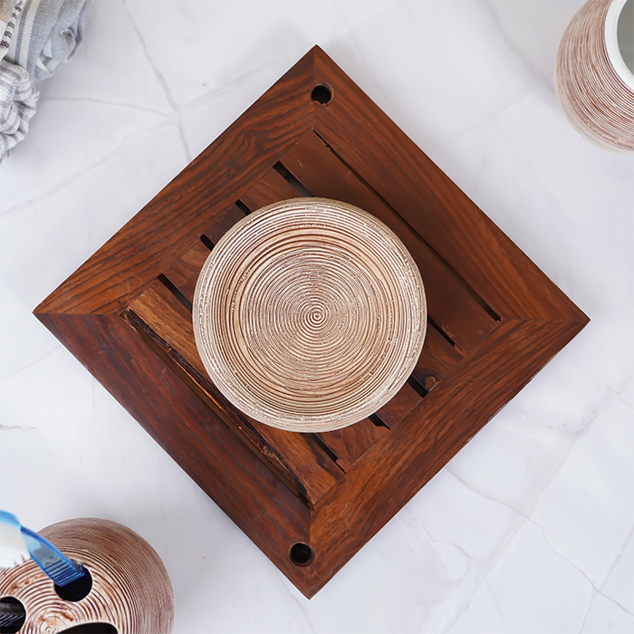 Rustic Brown Bathroom Set – Earthy Ceramic Bath Accessories