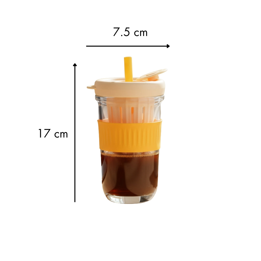Orange Silicone Grip Sipper with Infuser