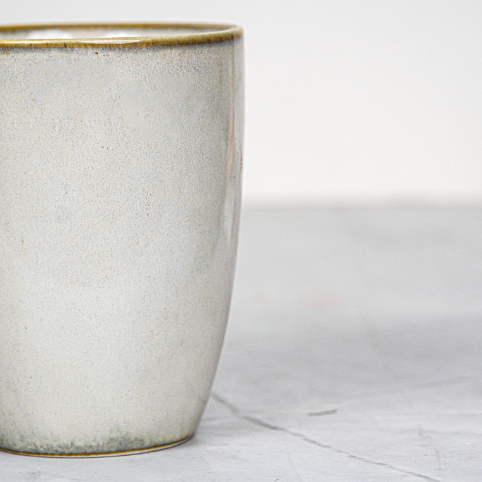 Ivory Ceramic Mug and Crescent Plate Set