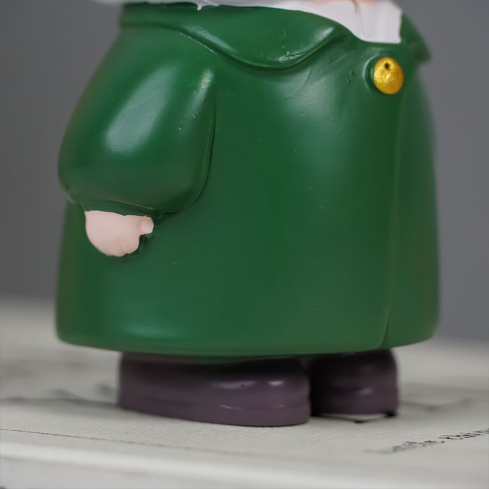 Cute Grandpa Figurine with Blue Hat and Green Coat