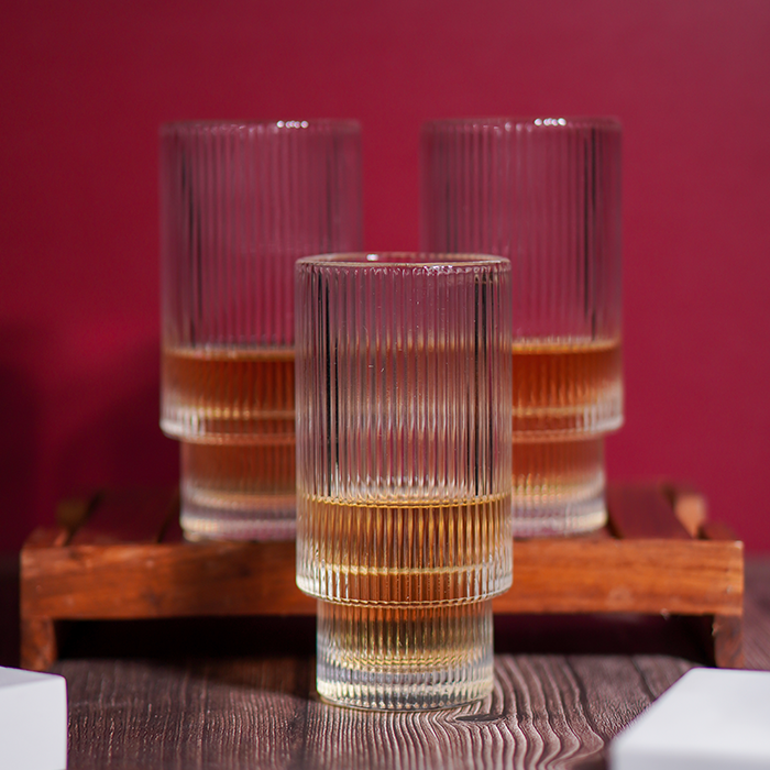 Premium Textured Drinking Glasses – Set of 6