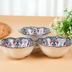 Black & White Scallop-Edge Ceramic Bowls - Set of 6