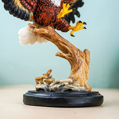 Bald Eagle Figurine on Wooden Perch