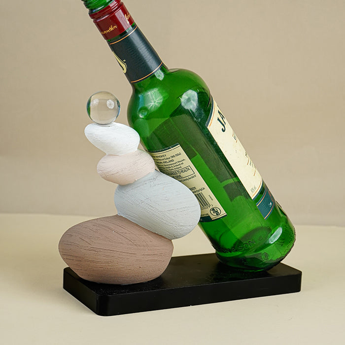 Stacked Stone Wine Bottle Holder with Neutral Tones