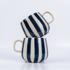 Navy and White Striped Ceramic Mug