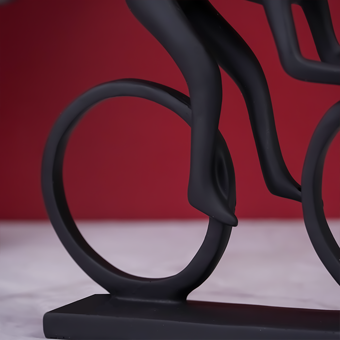 Black and Silver Cyclist Sculpture