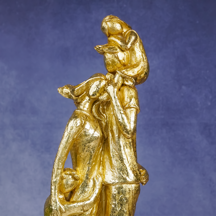 Golden Family Embrace Sculpture