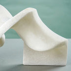 White Abstract Resin Sculpture with Fluid Folded Design