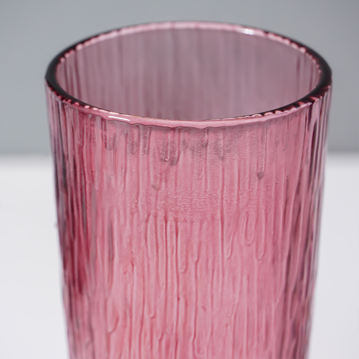 Ruby Red Ribbed Drinking Glasses - Set of 6