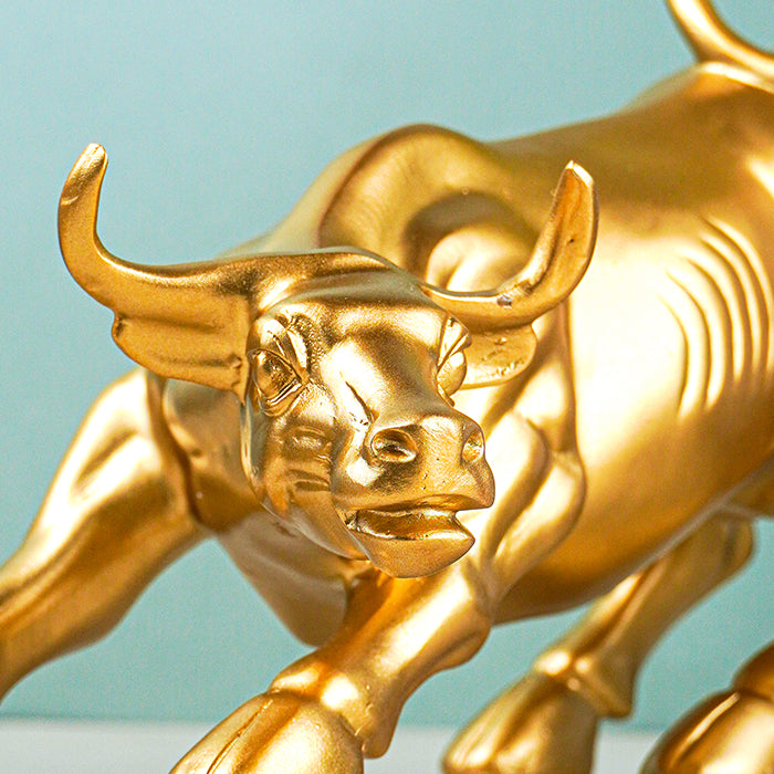 Gold Charging Bull Sculpture