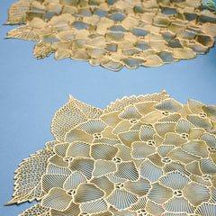 Gold Floral Cutout Table Mat with Hydrangea-Inspired Design