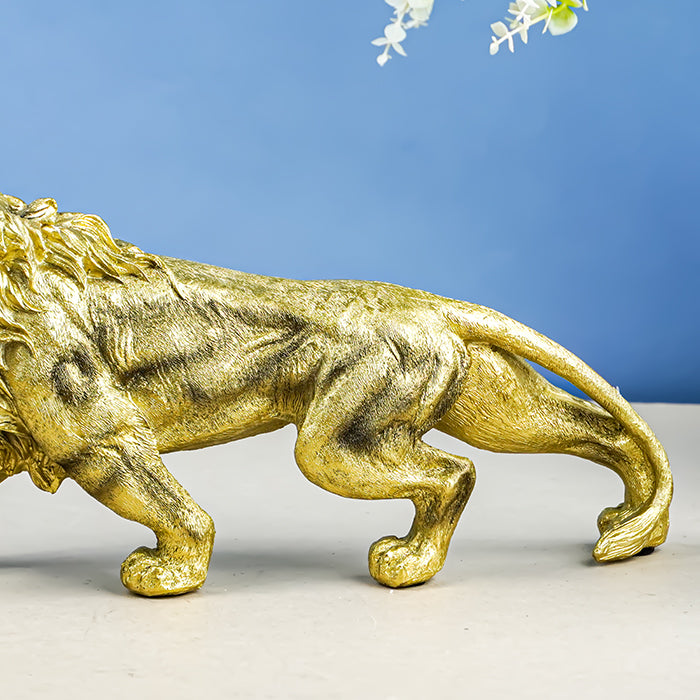 Gold Walking Lion Statue