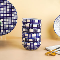 Blue and White Patterned Ceramic Dinner Set - Set of 3