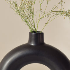 Black Ceramic Double-Leg Flower Vase