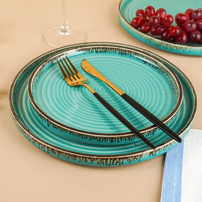 Teal Ceramic Dinnerware Set - Set of 2