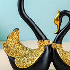 Black and Gold Swan Pair Figurines