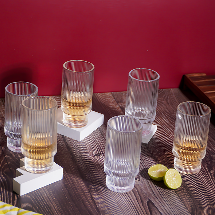 Premium Textured Drinking Glasses – Set of 6