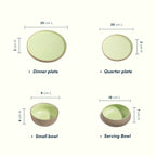 Light Green & Rust Ceramic Dinner Set of 14