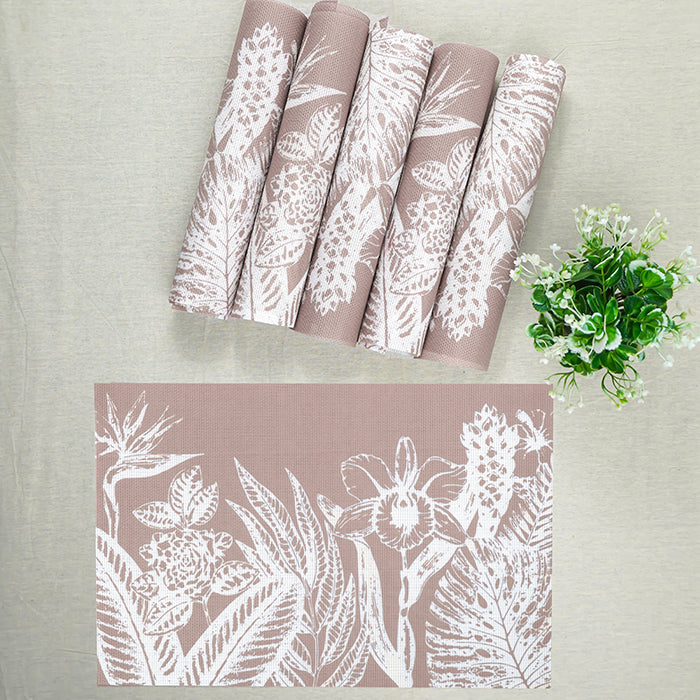 Dusty Pink Floral Table Mat with White Botanical Print