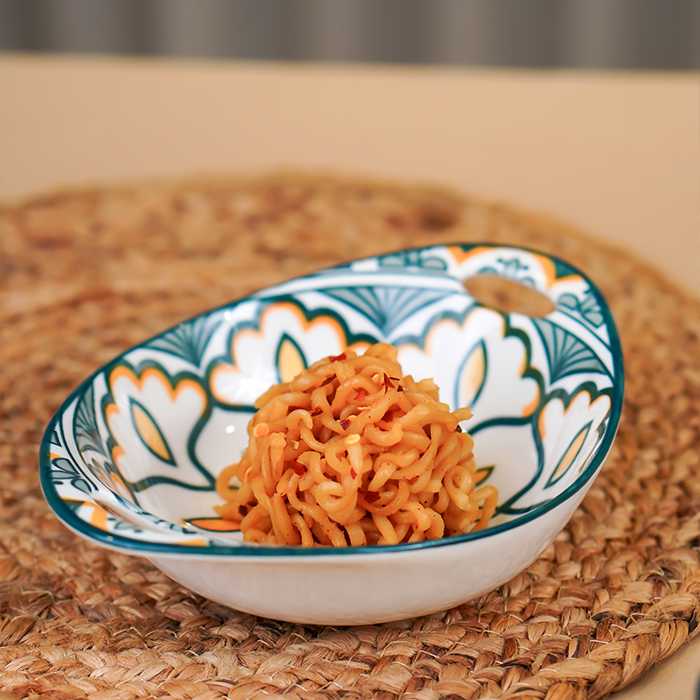 Green & Yellow Side Handles Ceramic Bowls Set of 3