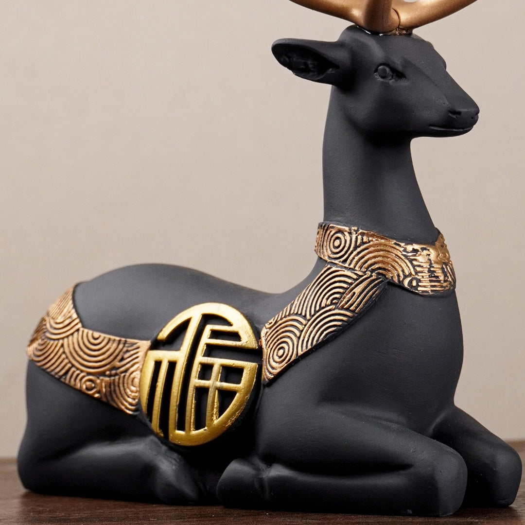 2Pcs Black Modern Deer Resin Figurines for Home Décor