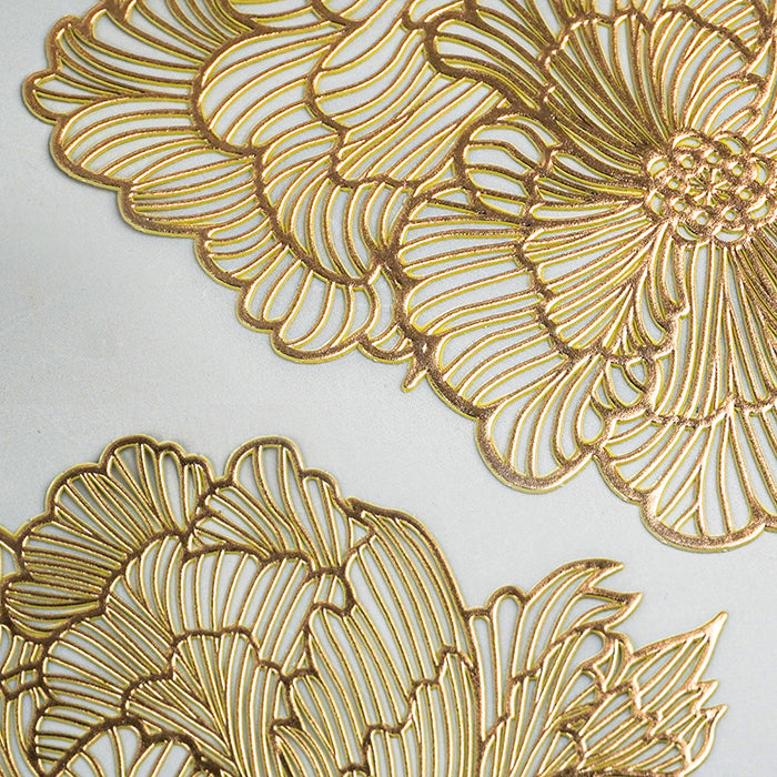 Gold Floral Cutout Table Mat with Peony-Inspired Design