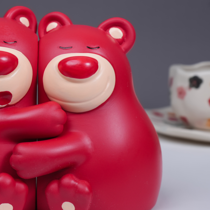 Adorable Red Bear Hug Bookends